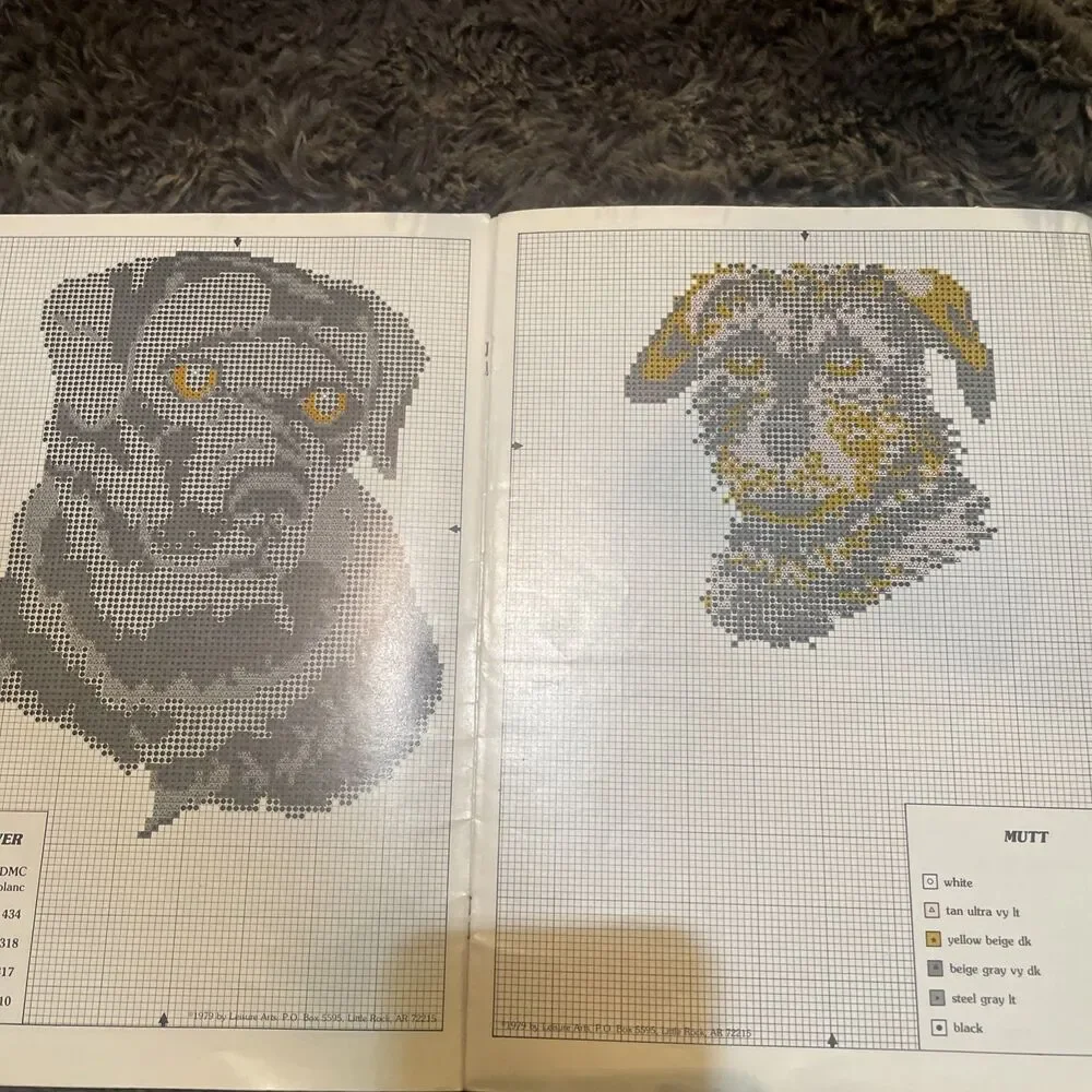 Vintage 1979 Leisure Arts Leaflet 148 Charted Dogs & Cats Cross Stitch Needlepoi